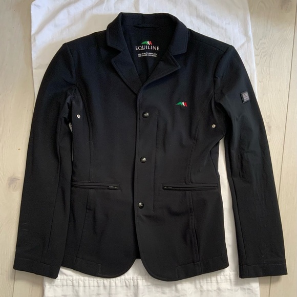 Equiline Kids Show Coat Black Size 14/15 Lightweight Zip Competition Jacket - Picture 1 of 6